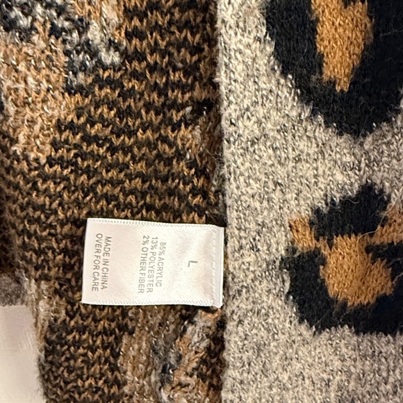 Fortune + Ivy Leopard Print Open Cardigan - Size L - Picture 5 of 6